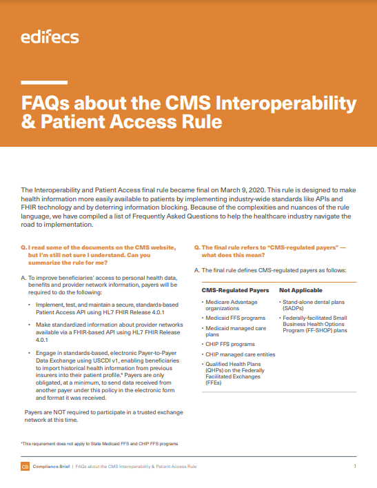 FAQs About the CMS Interoperability and Patient Access Final Rule